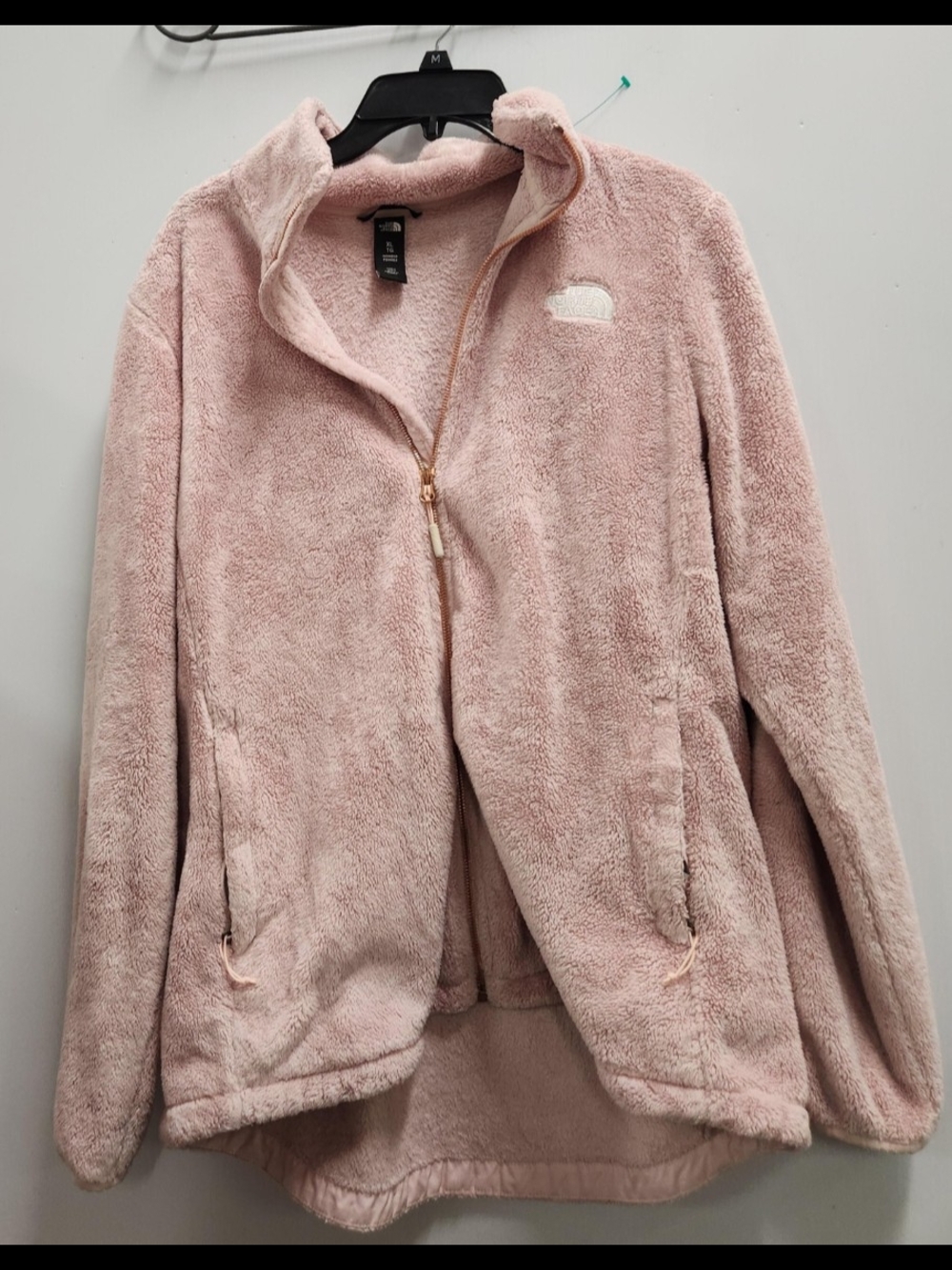 The North Face Trench Plush Teddy Fleece Jacket - Light Pink Size XL